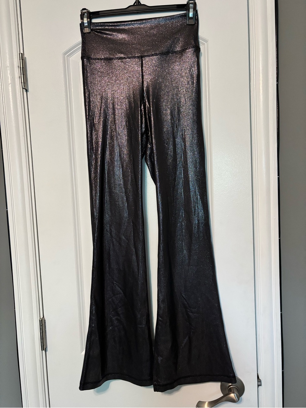 Victoria Secrete PINK High-Waist Metallic Flared Pants - Black Size Small